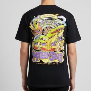 Universal Studios Mardi Gras 25 Years Graphic T-Shirt‎ Black Small Theme Park
